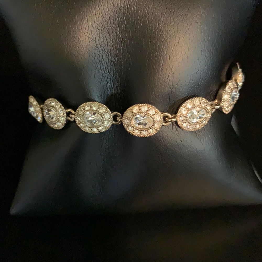 Carolee designer white tone cz bracelet 7”